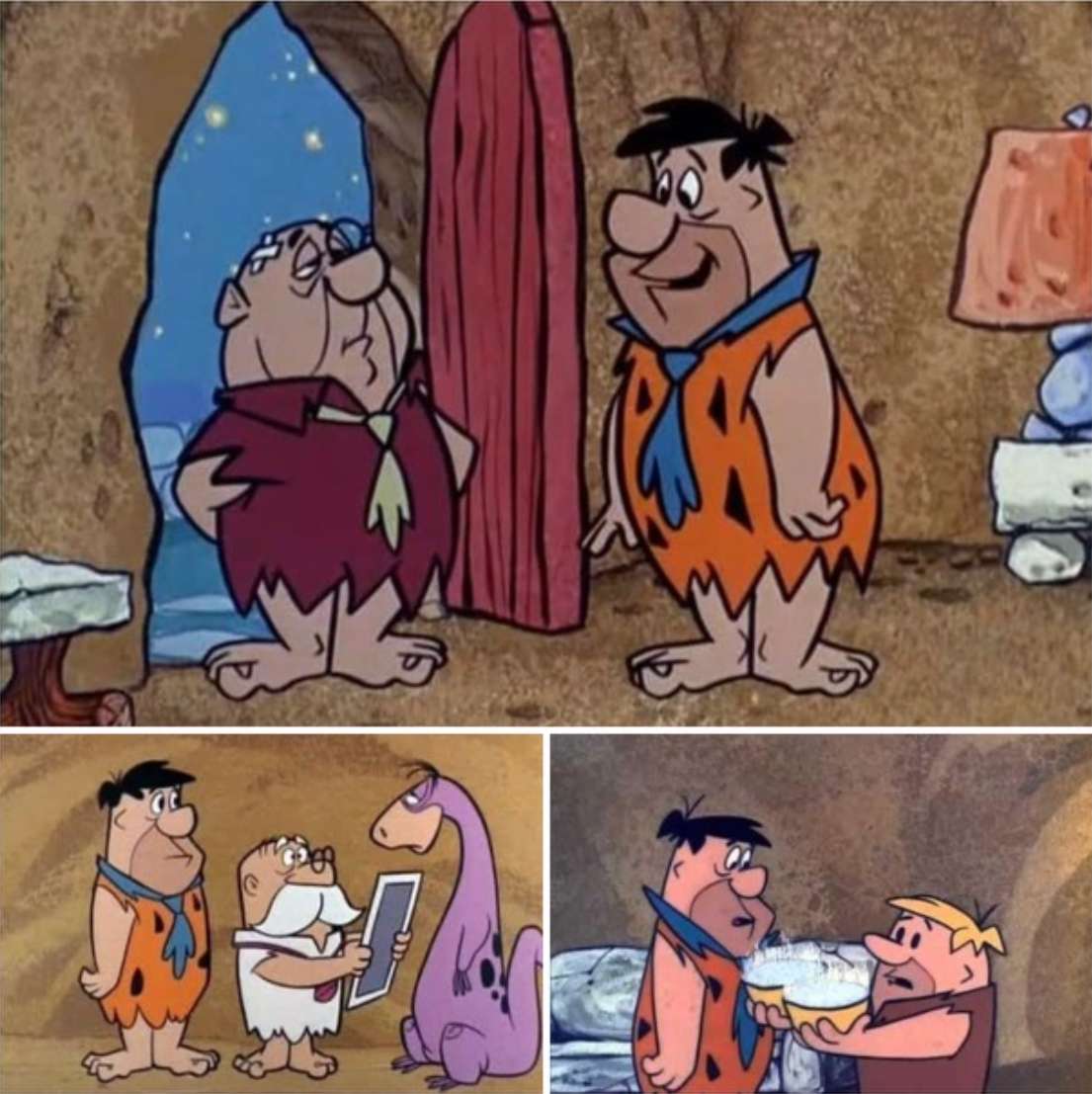 Fred Flintstone wita kilku przyjaciół puzzle online