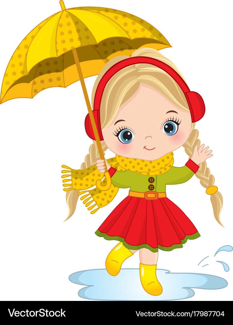 Cute little girl with umbrella vector image puzzle online