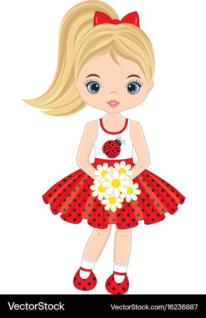 Cute little girl with flowers vector image puzzle online