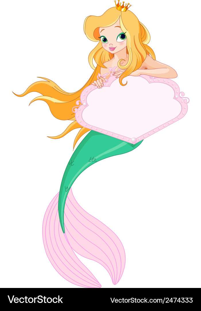 Cute mermaid holding sign vector image puzzle online