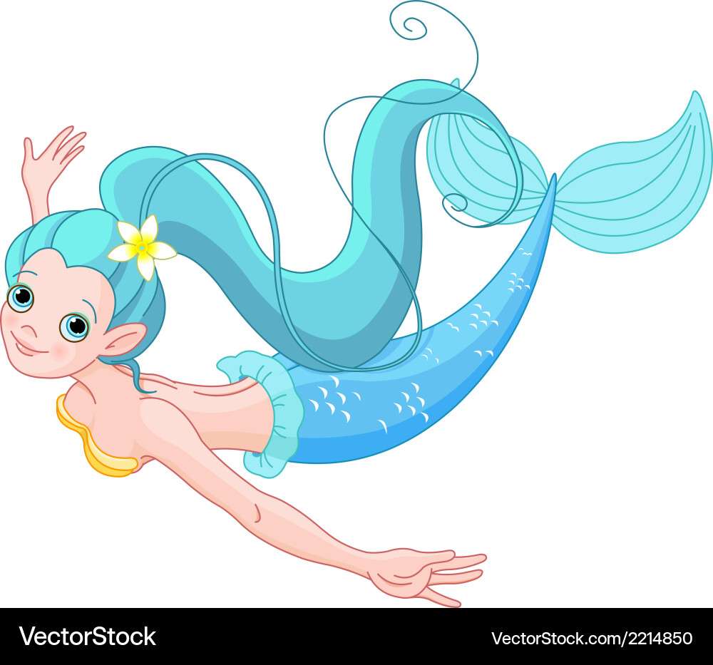 Cute mermaid swimming vector image puzzle online