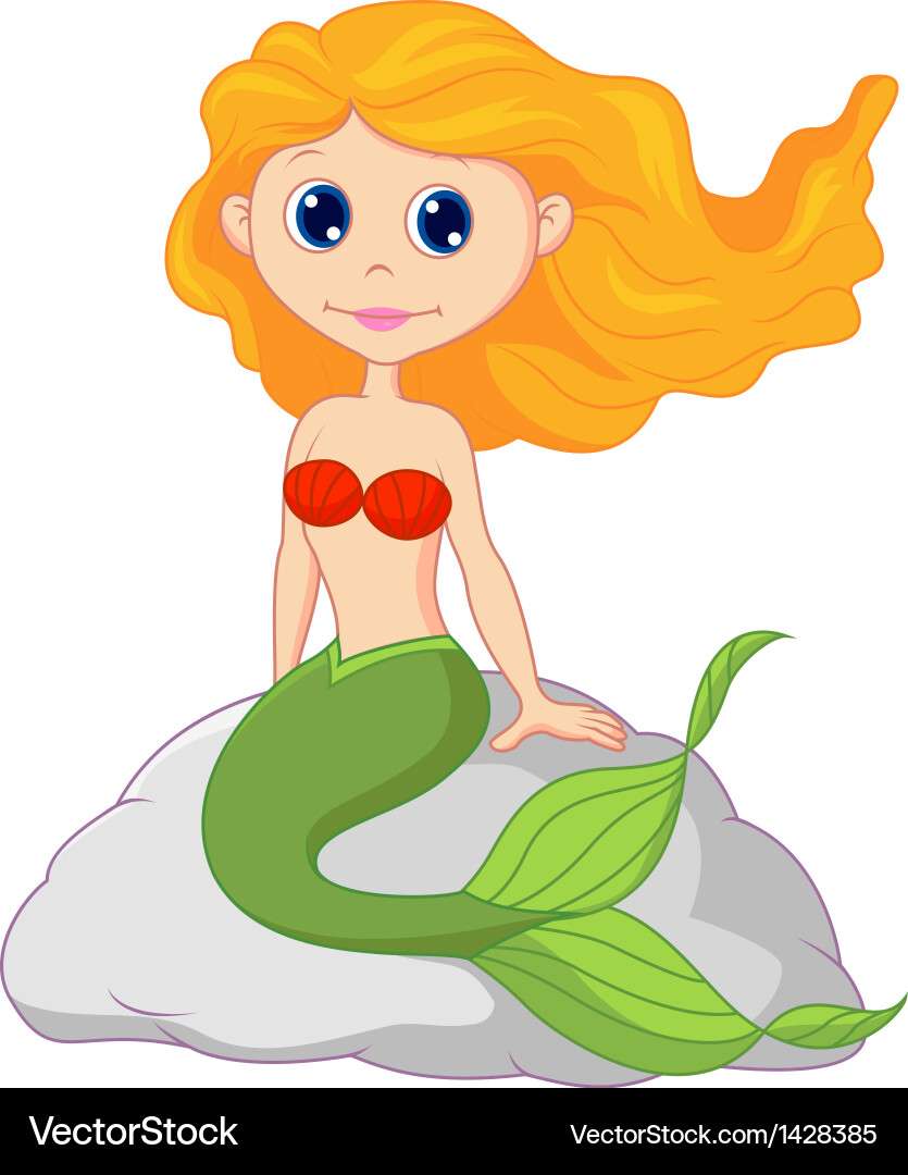 Beautiful mermaid cartoon vector image puzzle online