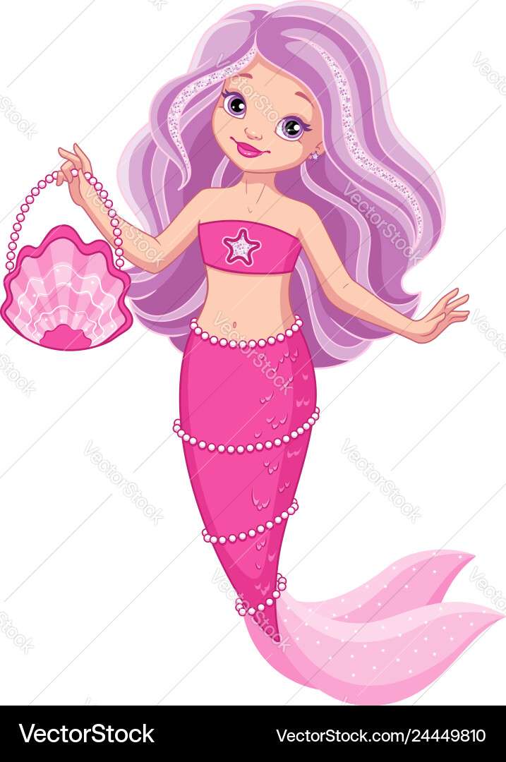 Cute mermaid with handbag vector image puzzle online