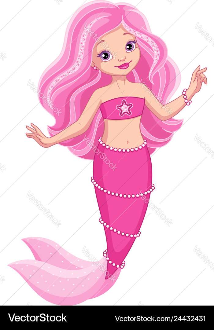 Beautiful pink mermaid vector image puzzle online