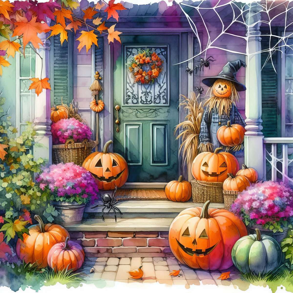 Halloweenowy ganek frontowy puzzle online