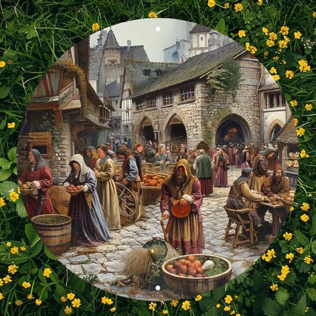 Średniowieczny rynek puzzle online