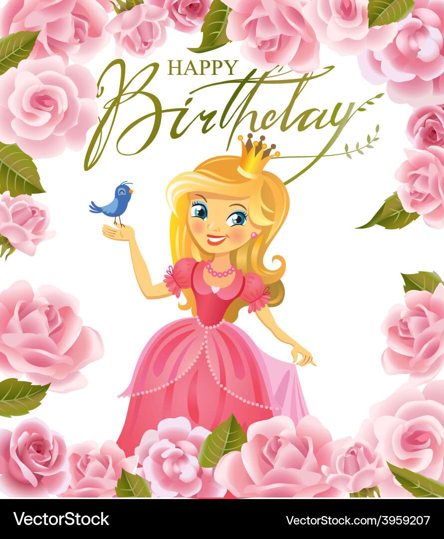 Happy birthday princess greeting card vector image puzzle online