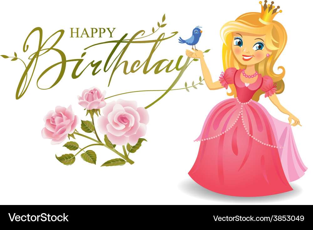 Happy birthday princess greeting card vector image puzzle online