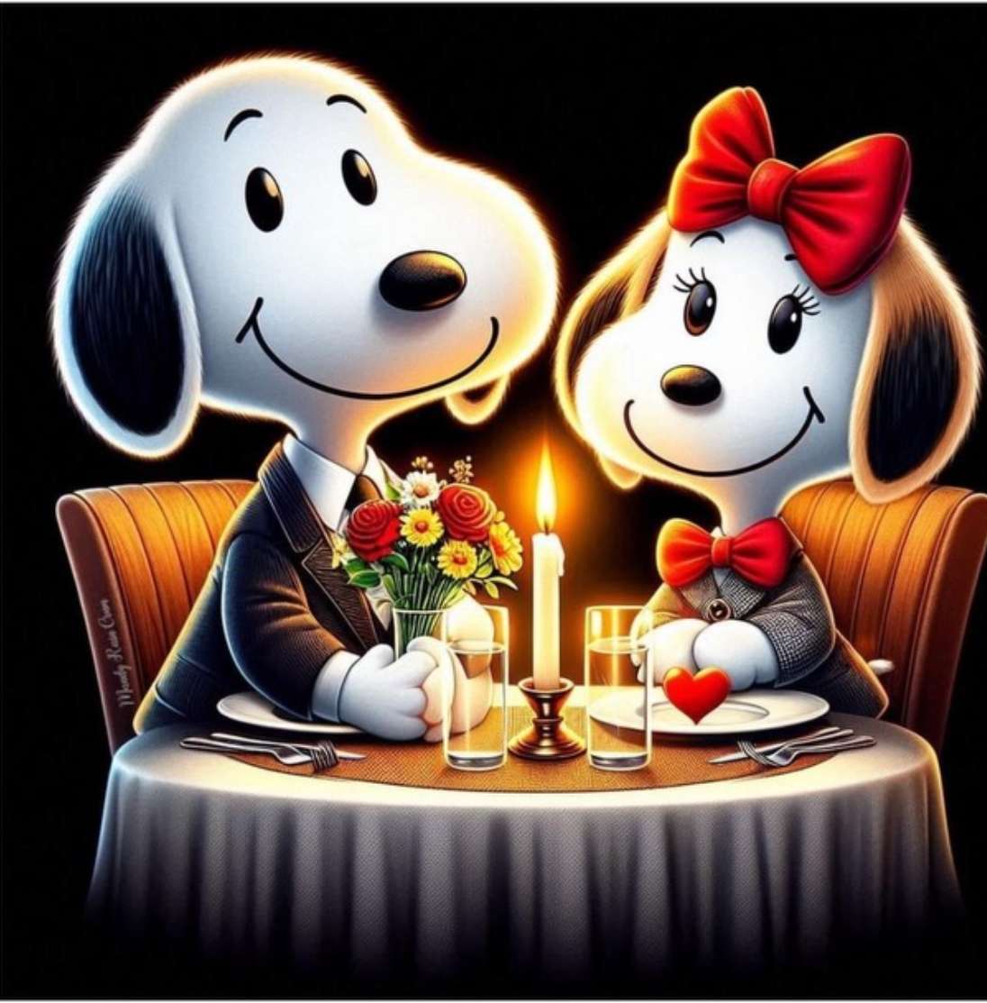 Snoopy i Pani na kolacji puzzle online