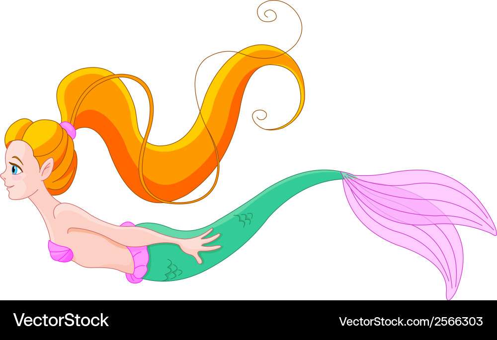 Cute red haired mermaid vector image puzzle online