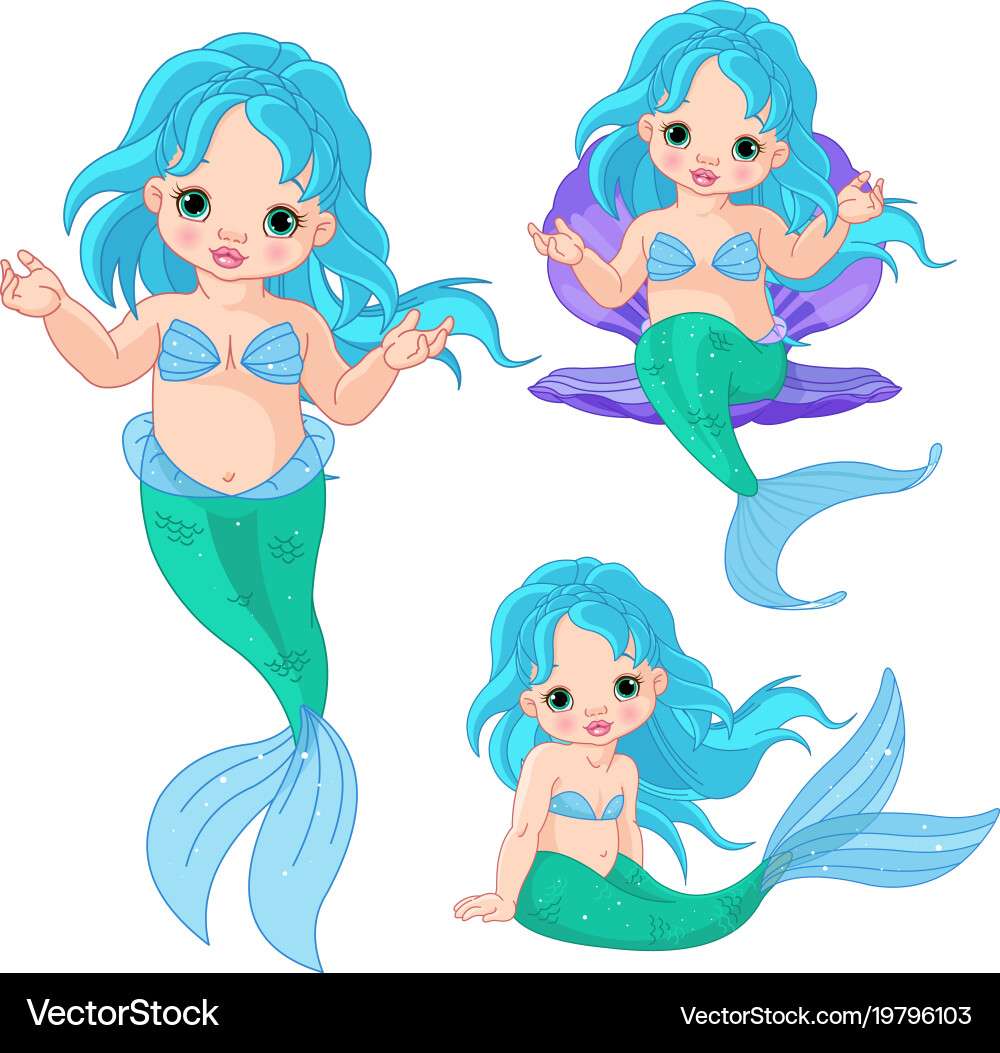 Mermaid baby set vector image puzzle online