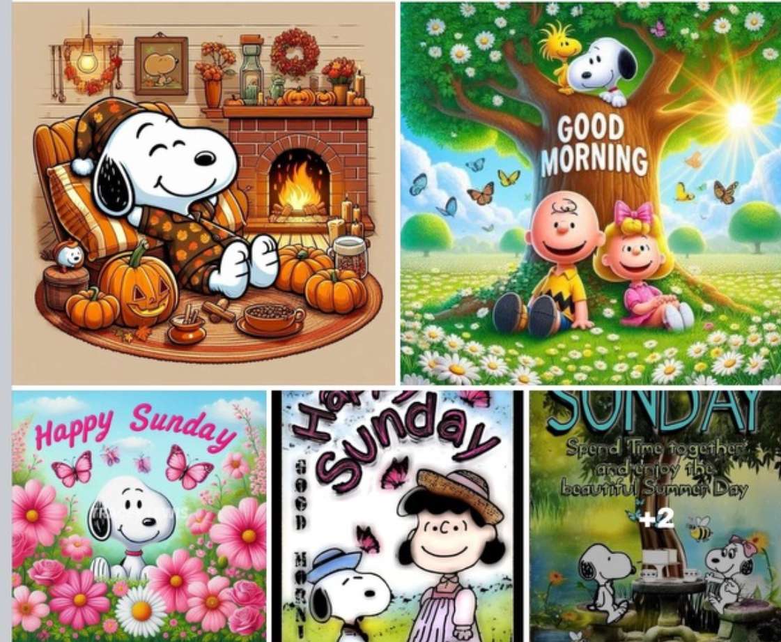 Snoopy i przyjaciele cieszą się niedzielą puzzle online