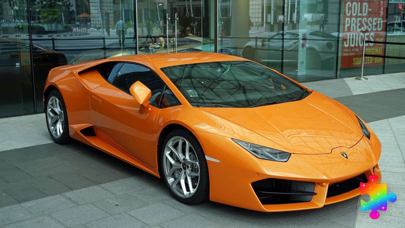 Pomarańczowy samochód sportowy Lamborghini - Puzzle puzzle online