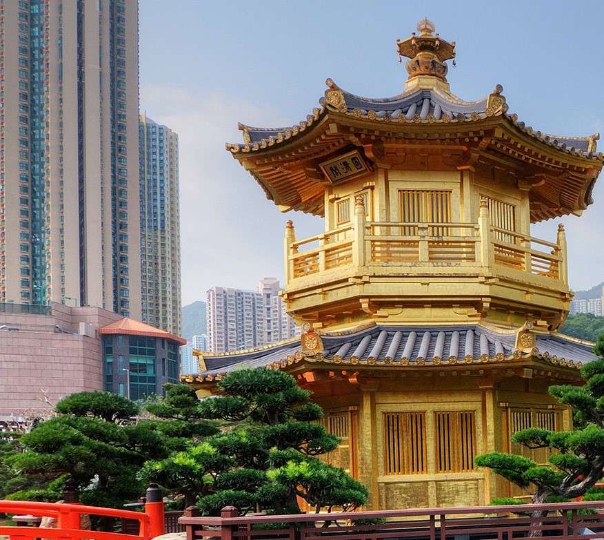 Golden Pavilion Chi Lin Nunnery Temple puzzle online