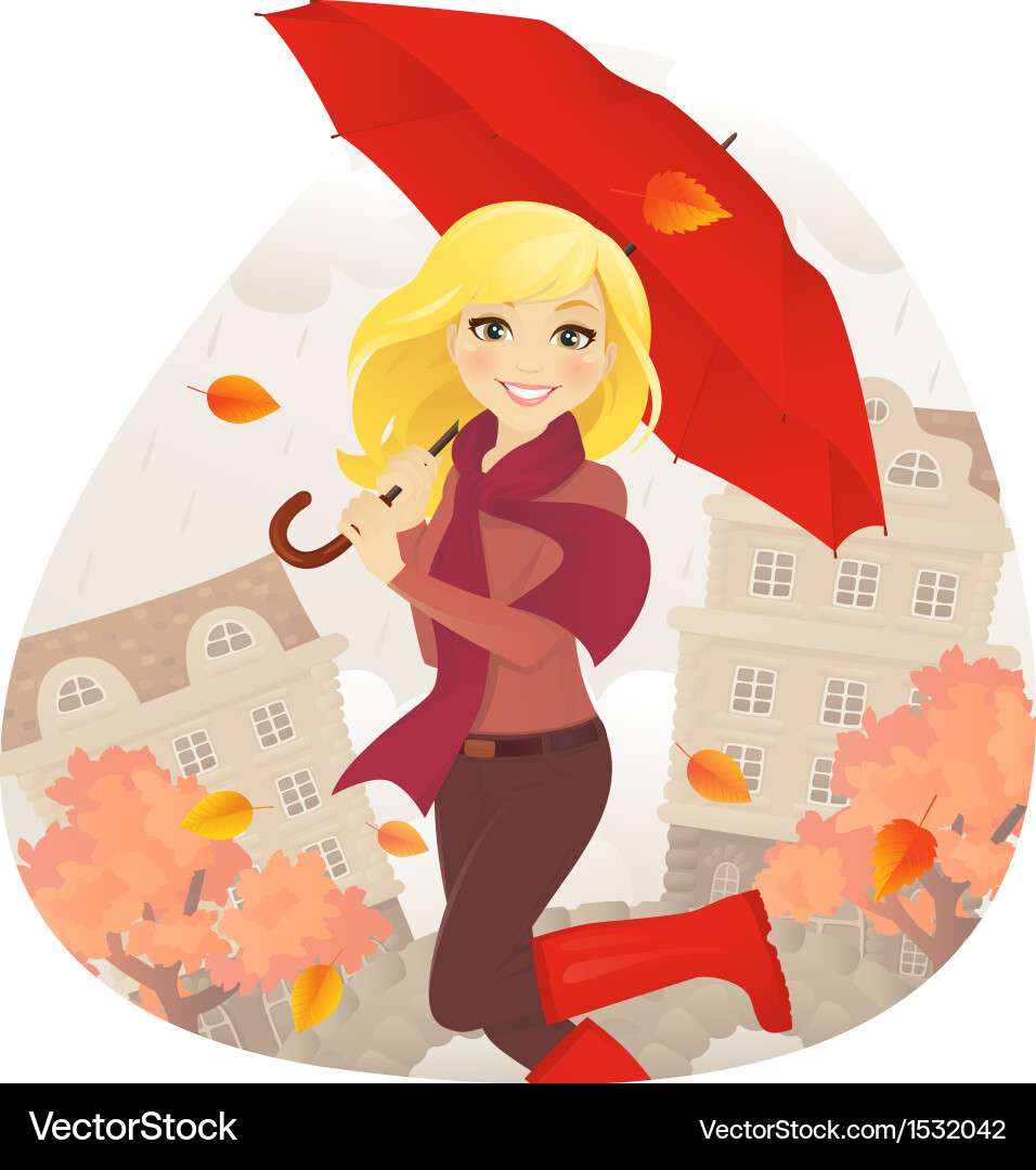 Girl in fall vector image puzzle online