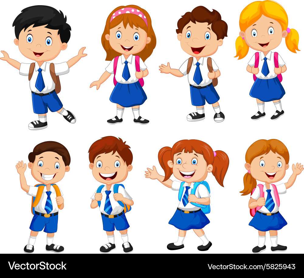 School children cartoon vector image puzzle online