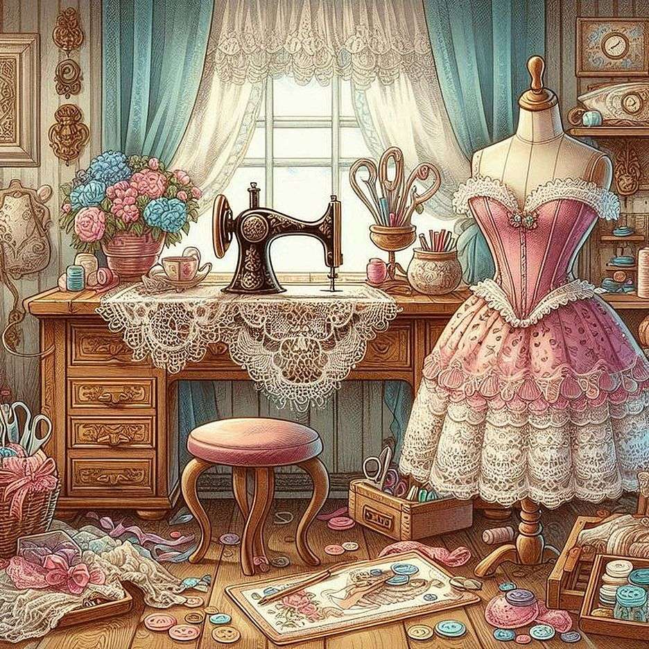 Pokój rzemieślniczy w stylu shabby chic puzzle online