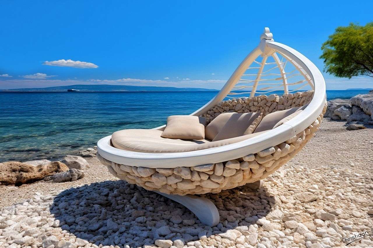 Sofa, ciesz się plażą. puzzle online