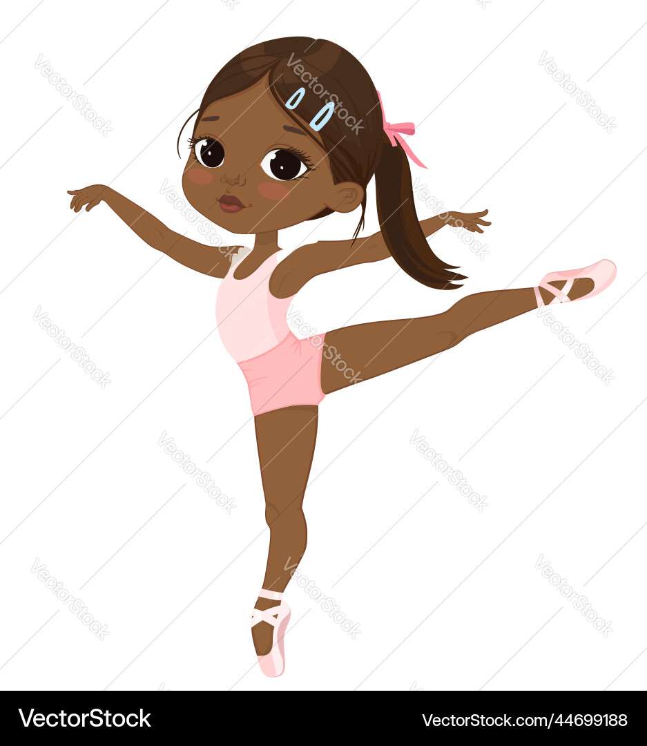 Cute african american ballerina girl dancing vecto puzzle online