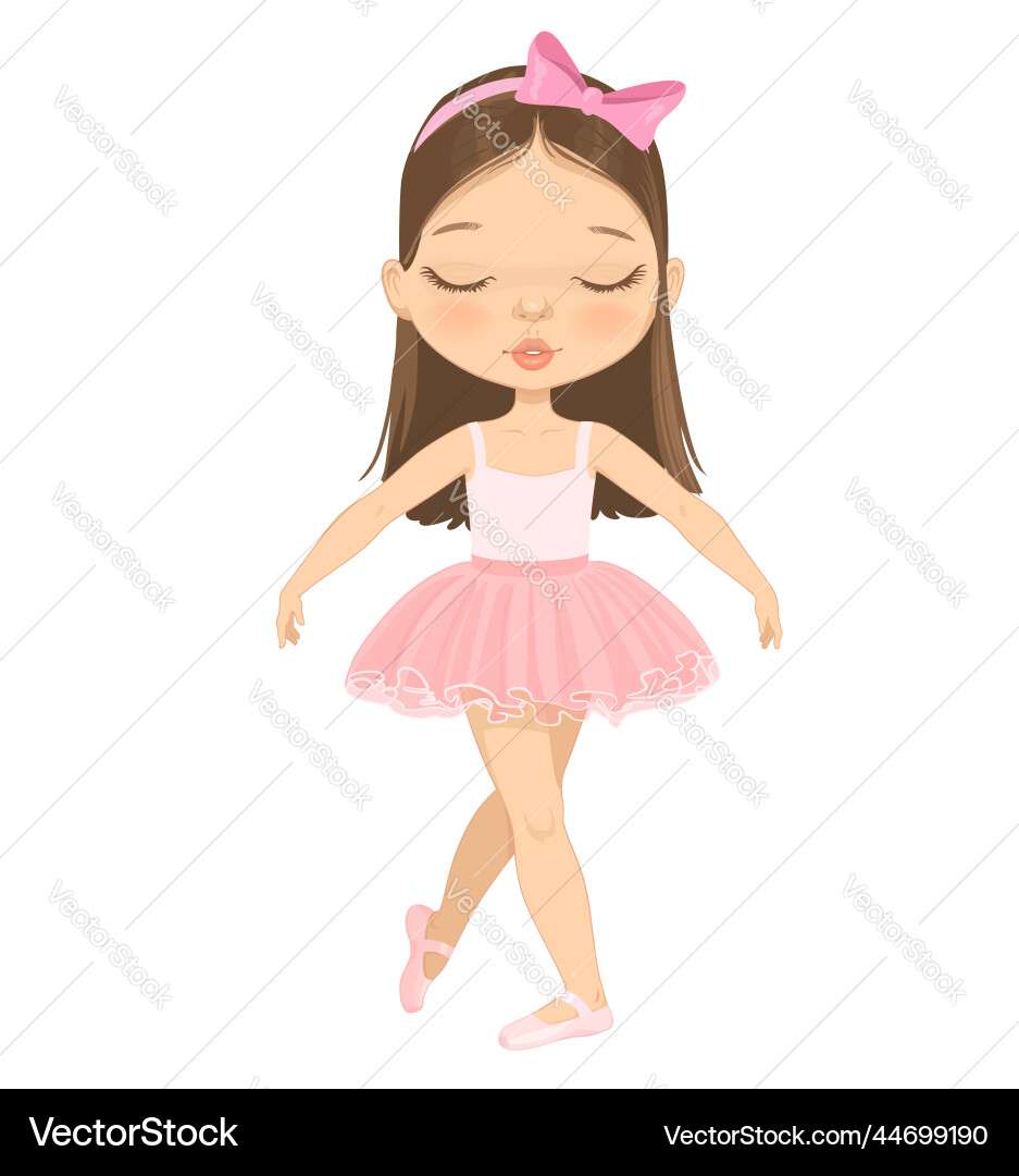 Cute ballerina girl with eyes closed dancing vecto puzzle online