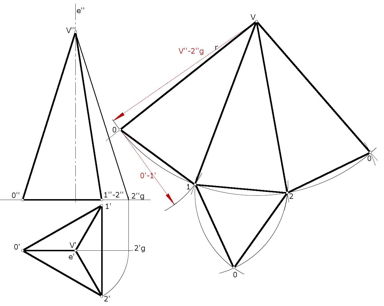 piramida trójkątna o polu i objętości puzzle online