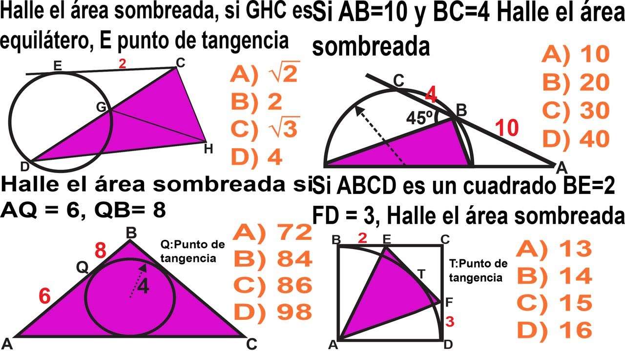 pole i obwód obszarów trójkątnych puzzle online