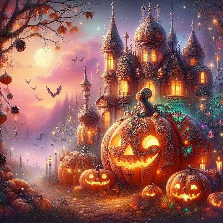 Halloweenowy zamek puzzle online