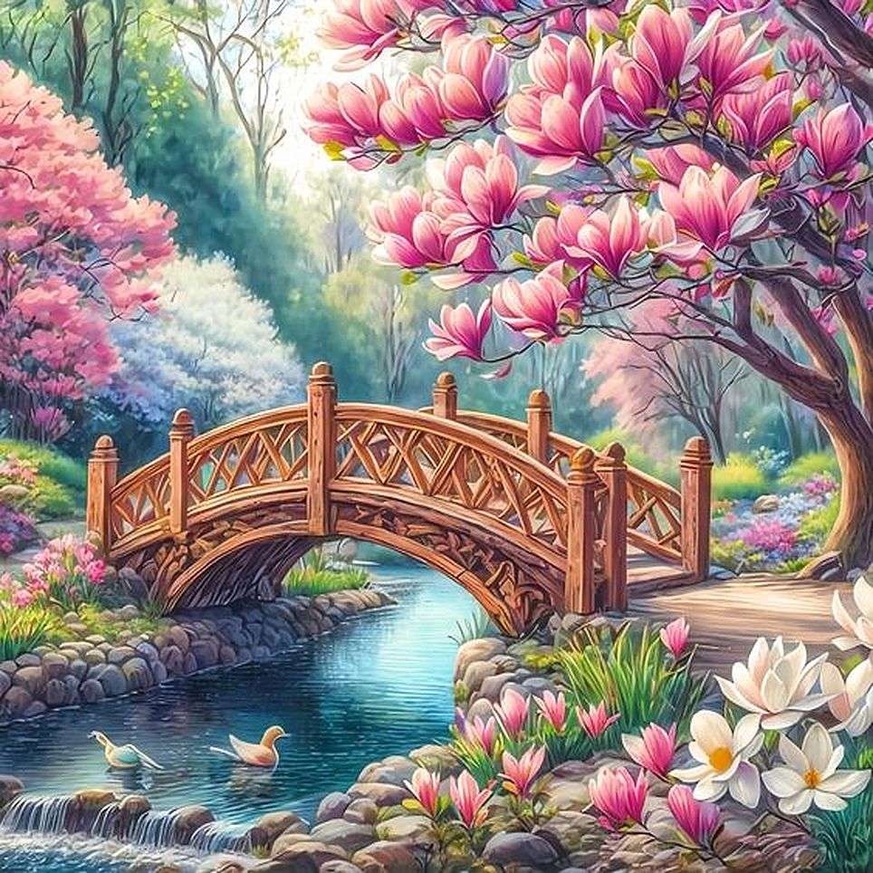 Park z magnoliami puzzle online