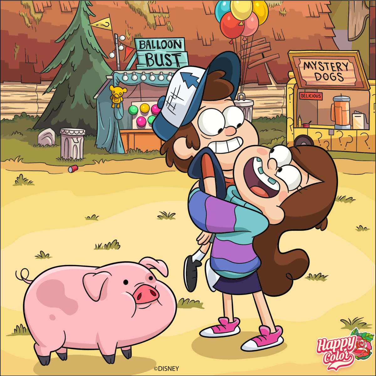 Gravity Falls i świnia podróżująca w czasie puzzle online