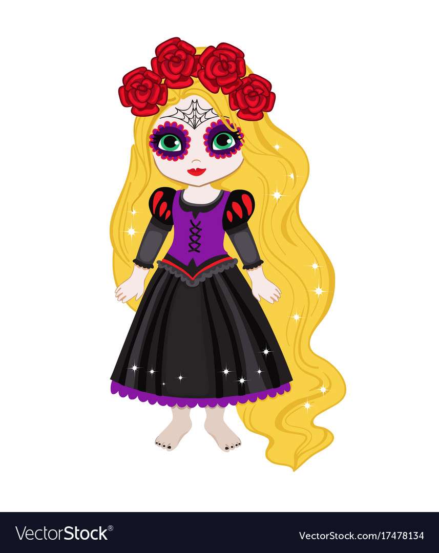 Beautiful halloween princess vector image puzzle online