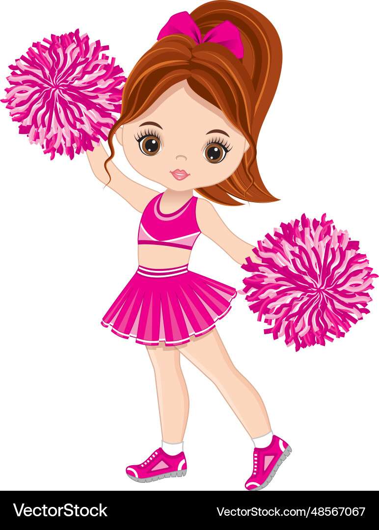 Cute cheerleader dancing with pom poms vector imag puzzle online