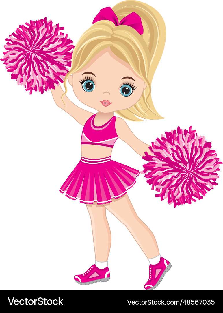 Cute cheerleader dancing with pom poms vector imag puzzle online