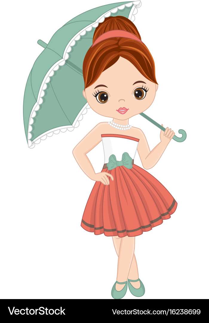 Cute little girl in retro style vector image puzzle online