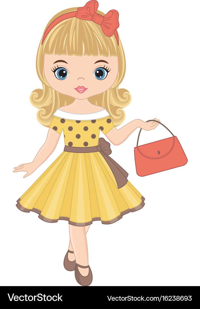 Cute little girl in retro style vector image puzzle online