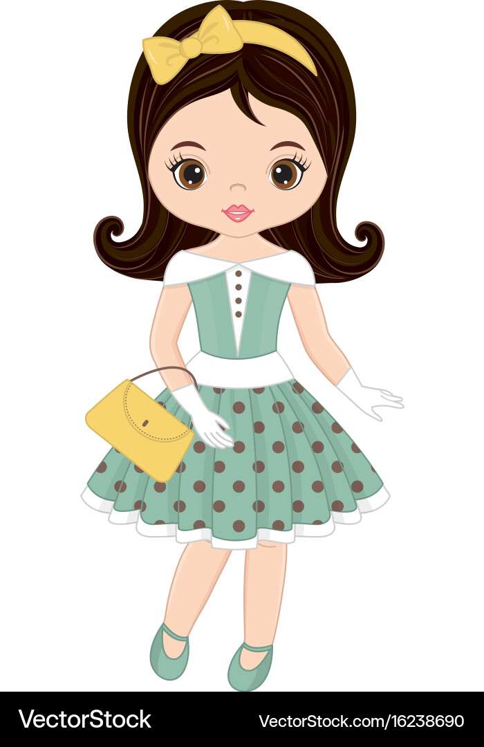 Cute little girl in retro style vector image puzzle online