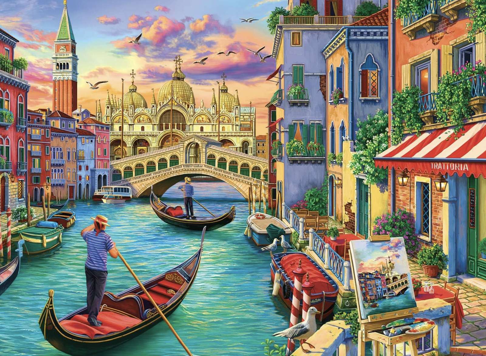 Gondolierzy Venise i ses puzzle online