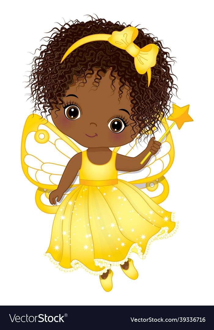 Cute african american fairy holding magic wand Vec puzzle online