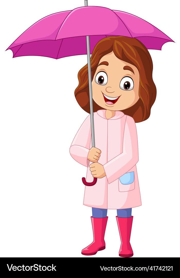 Cartoon little girl holding an umbrella Royalty Fr puzzle online