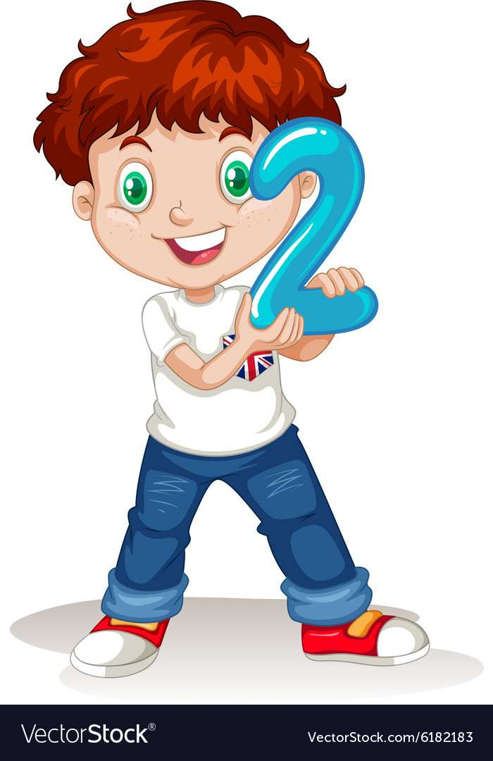 Cute boy holding number two Royalty Free Vector Im puzzle online