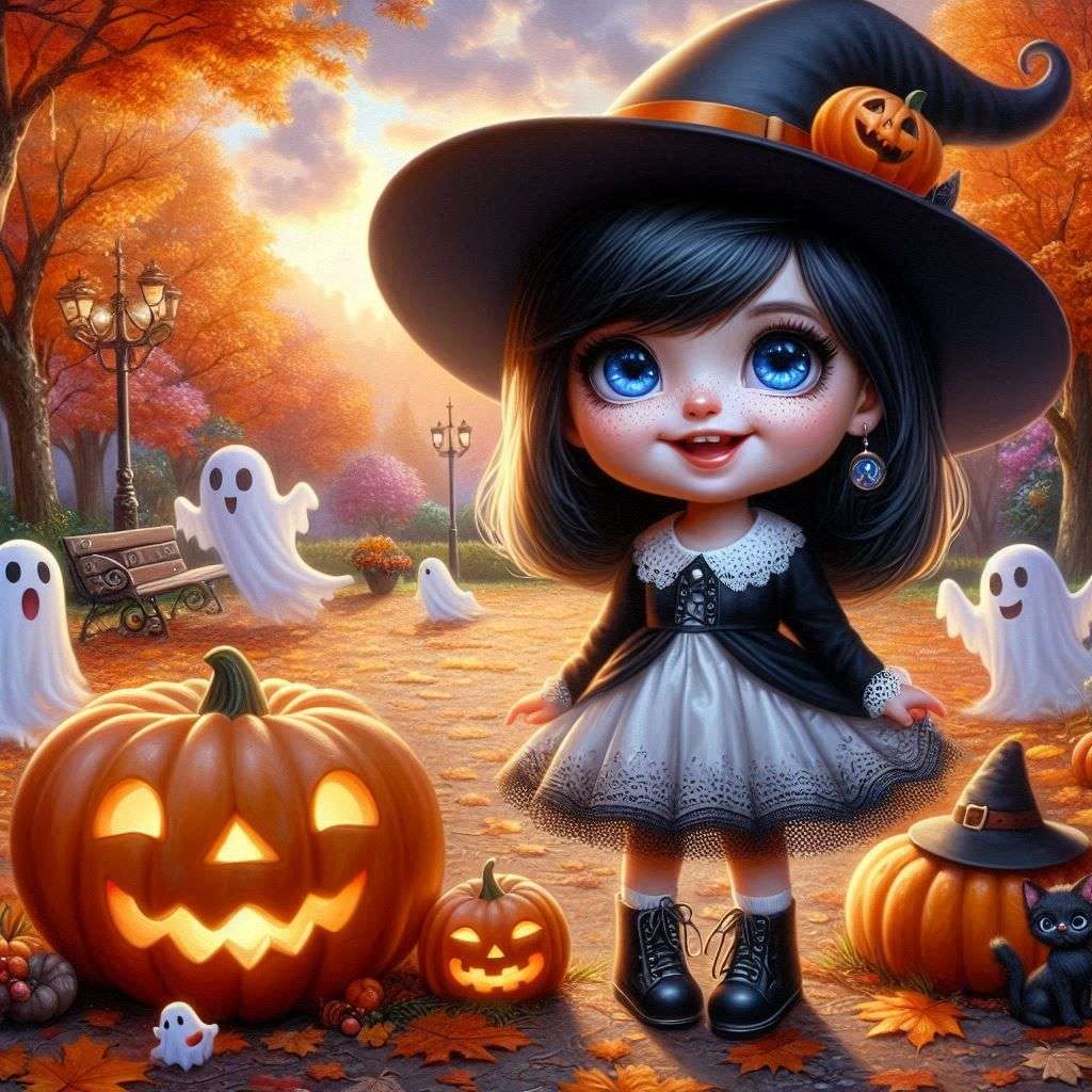 Halloweenowa wiedźma puzzle online