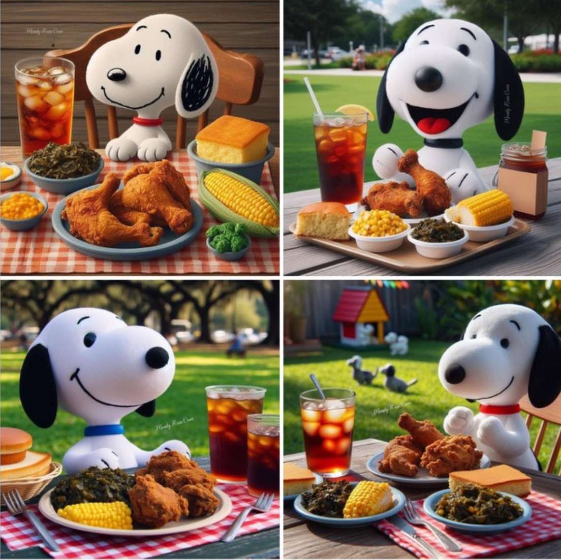 Snoopy jest zadowolony z Southern Food puzzle online