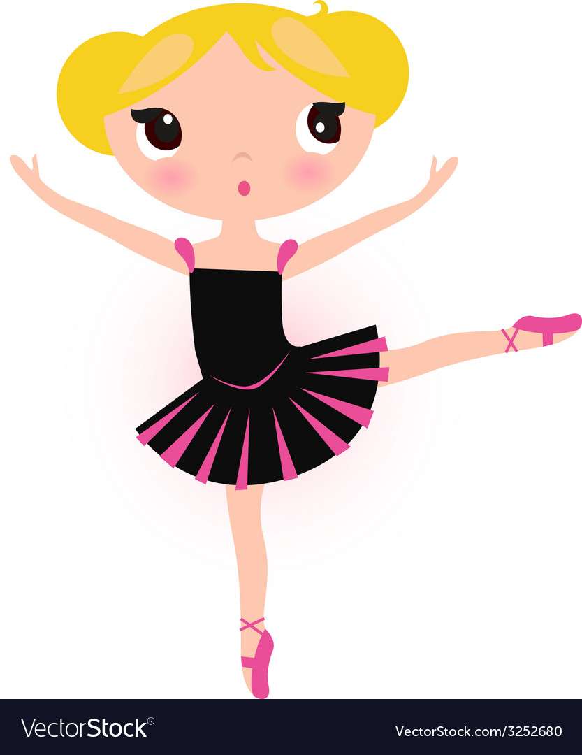 Cute ballerina blond girl isolated on white Vector puzzle online