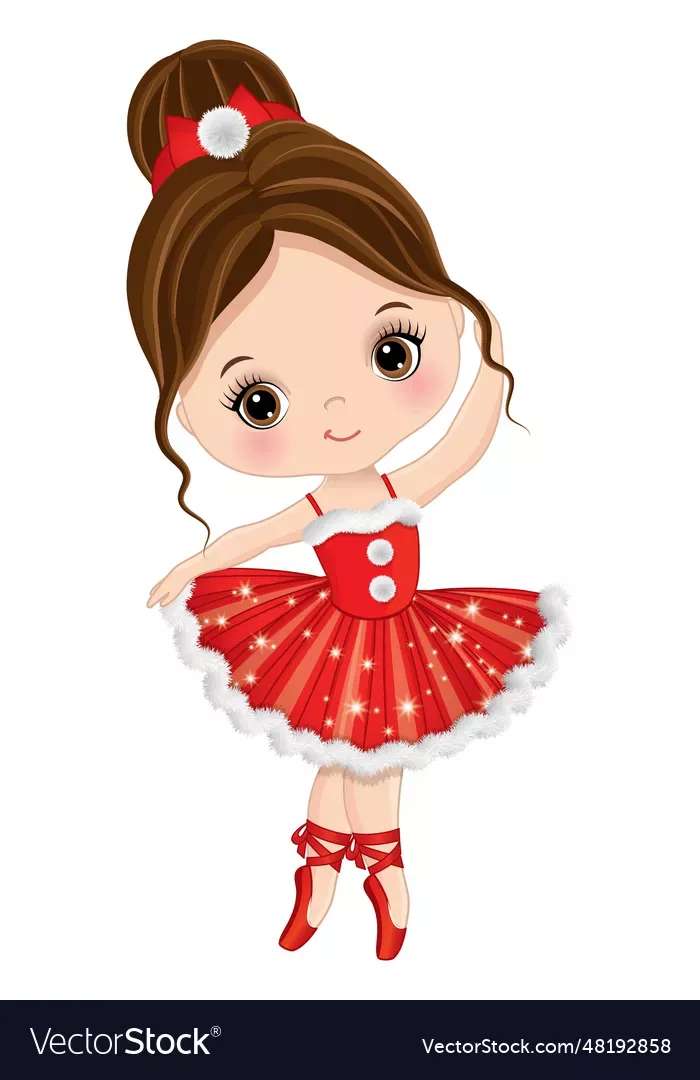 Cute little ballerina in red tutu dancing vector i puzzle online