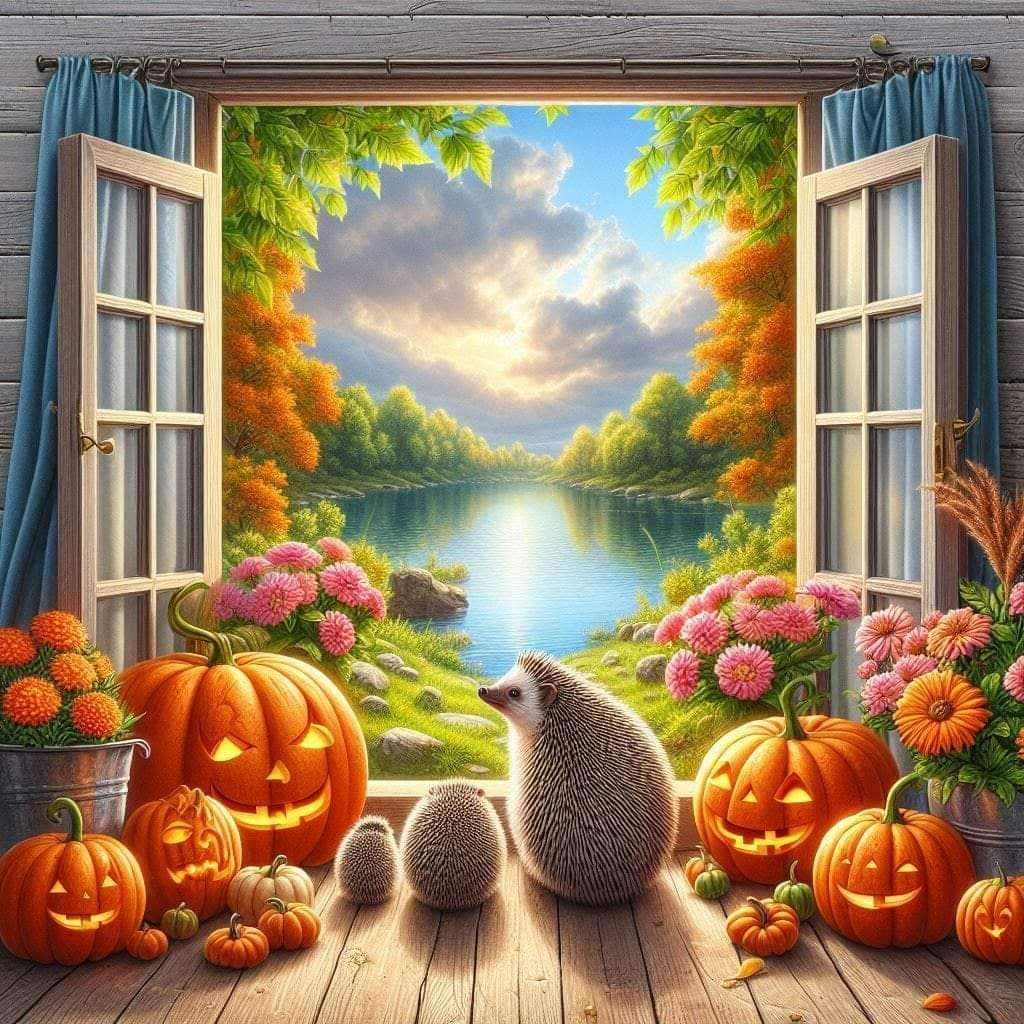 Jeże czekają na Halloween puzzle online