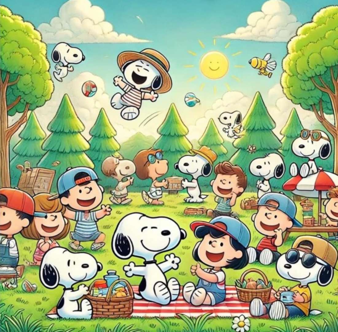 Snoopy spotyka się z przyjaciółmi puzzle online