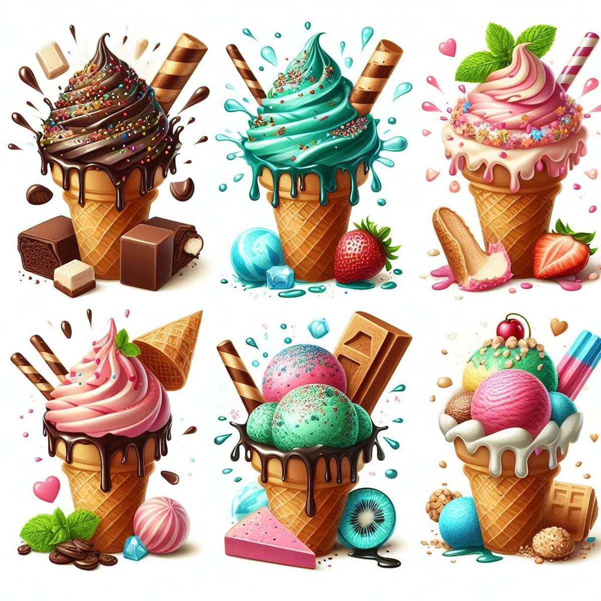 Lody, deser, Ice cream puzzle online