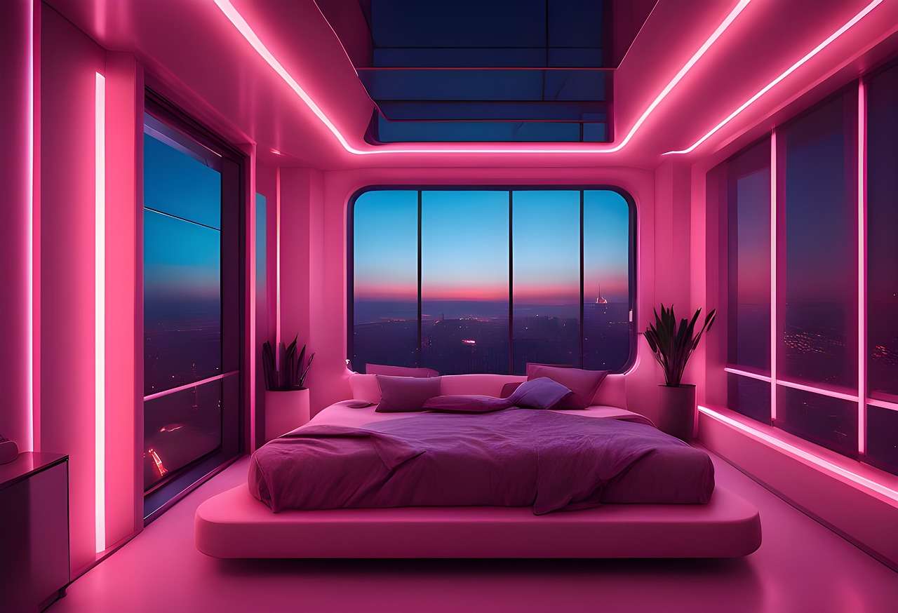 Różowa sypialnia, pink bedroom, puzzle online