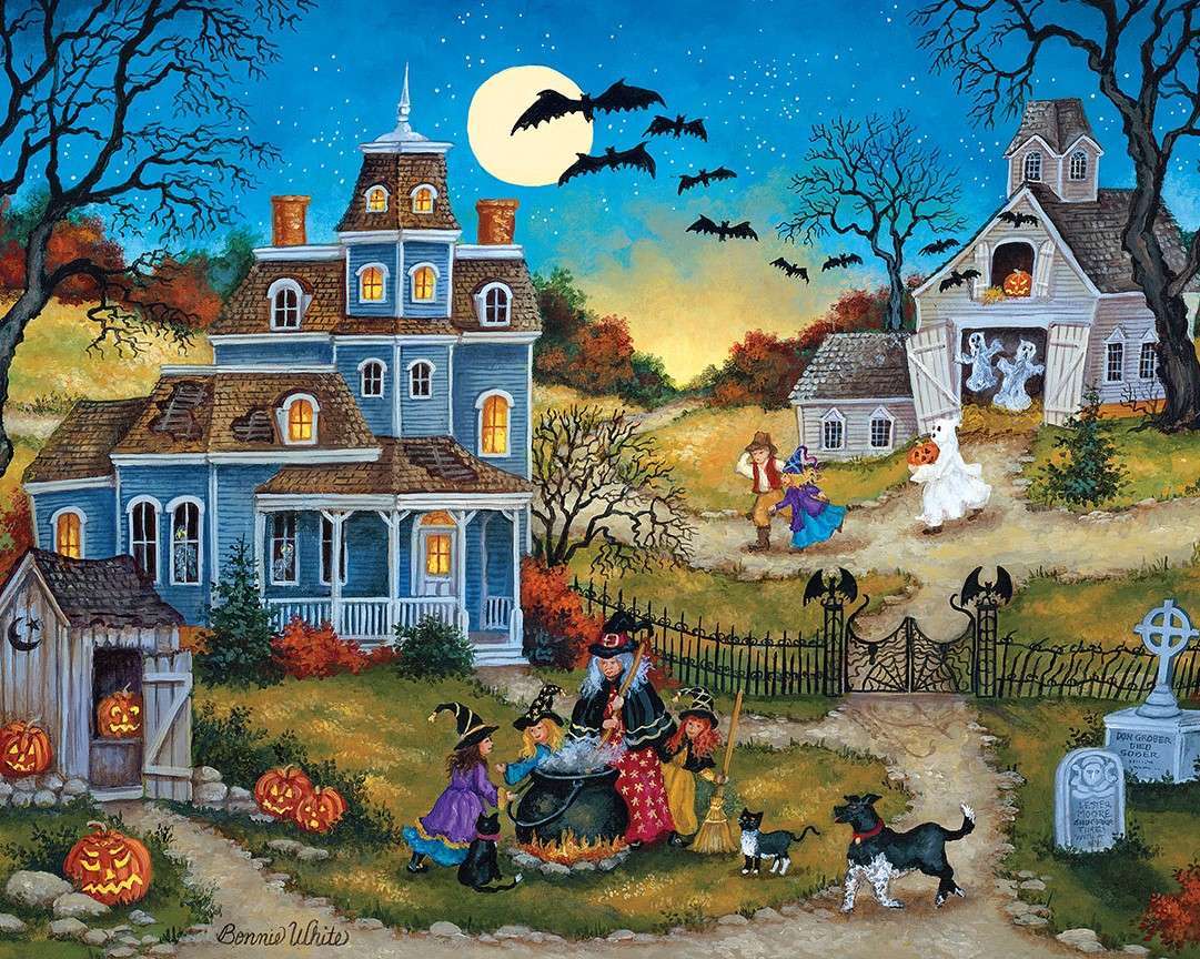 Halloween w miasteczku puzzle online