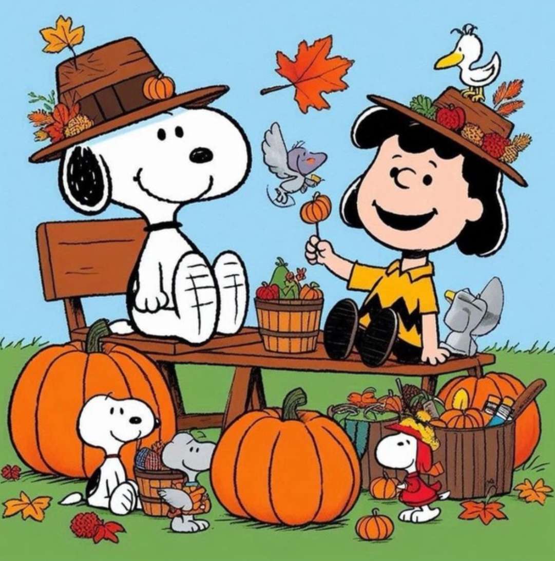 Snoopy i Lucy witają jesień puzzle online