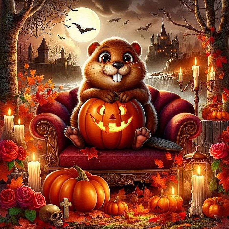 Halloweenowy Bóbr puzzle online